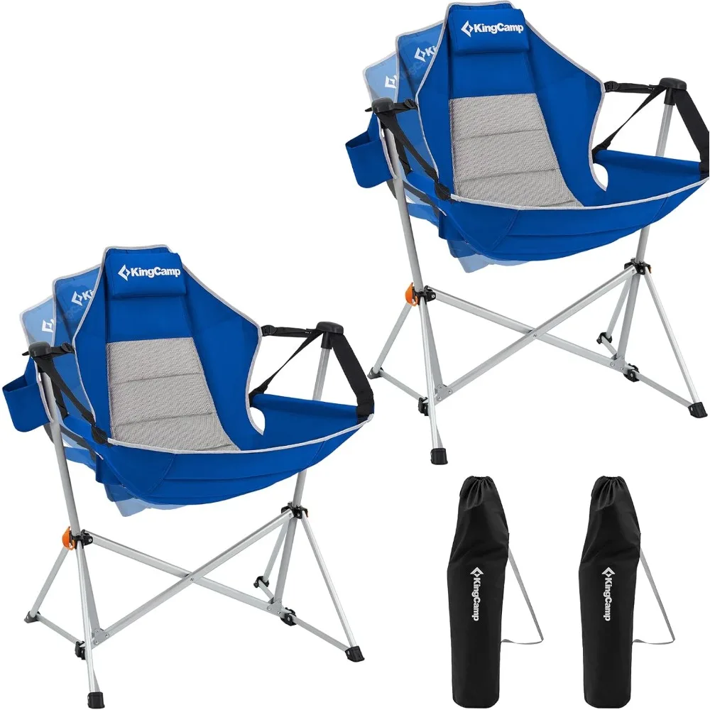 

Hammock Camping Chair, Aluminum Alloy Adjustable Back Swinging Chair, Folding Rocking Chair with Pillow Cup Holder, Recliner