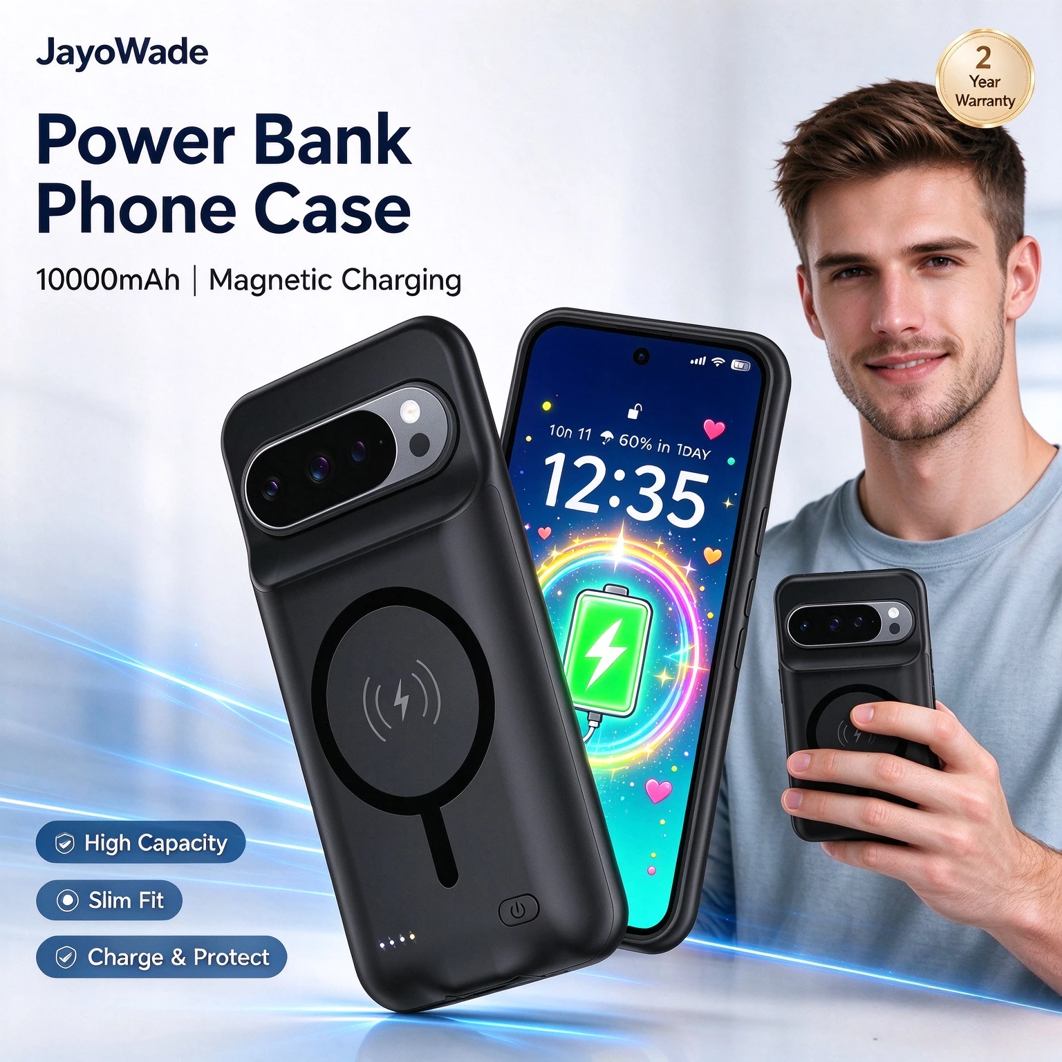 10000mah Magnetic Wireless Battery Charger Case for Google Pixel 9 10 Pro XL 9A Power bank External Battery for Google Pixel 10