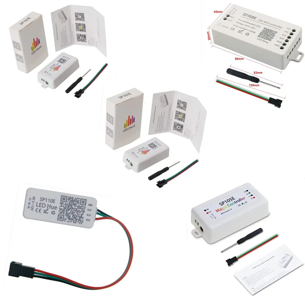 

SP108E wifi WS2811 WS2812B Led Music Controller SP107E SK6812 SP105E Bluetooth APA102 SP110E WS2801 Pixels Led Strip DC5-24V