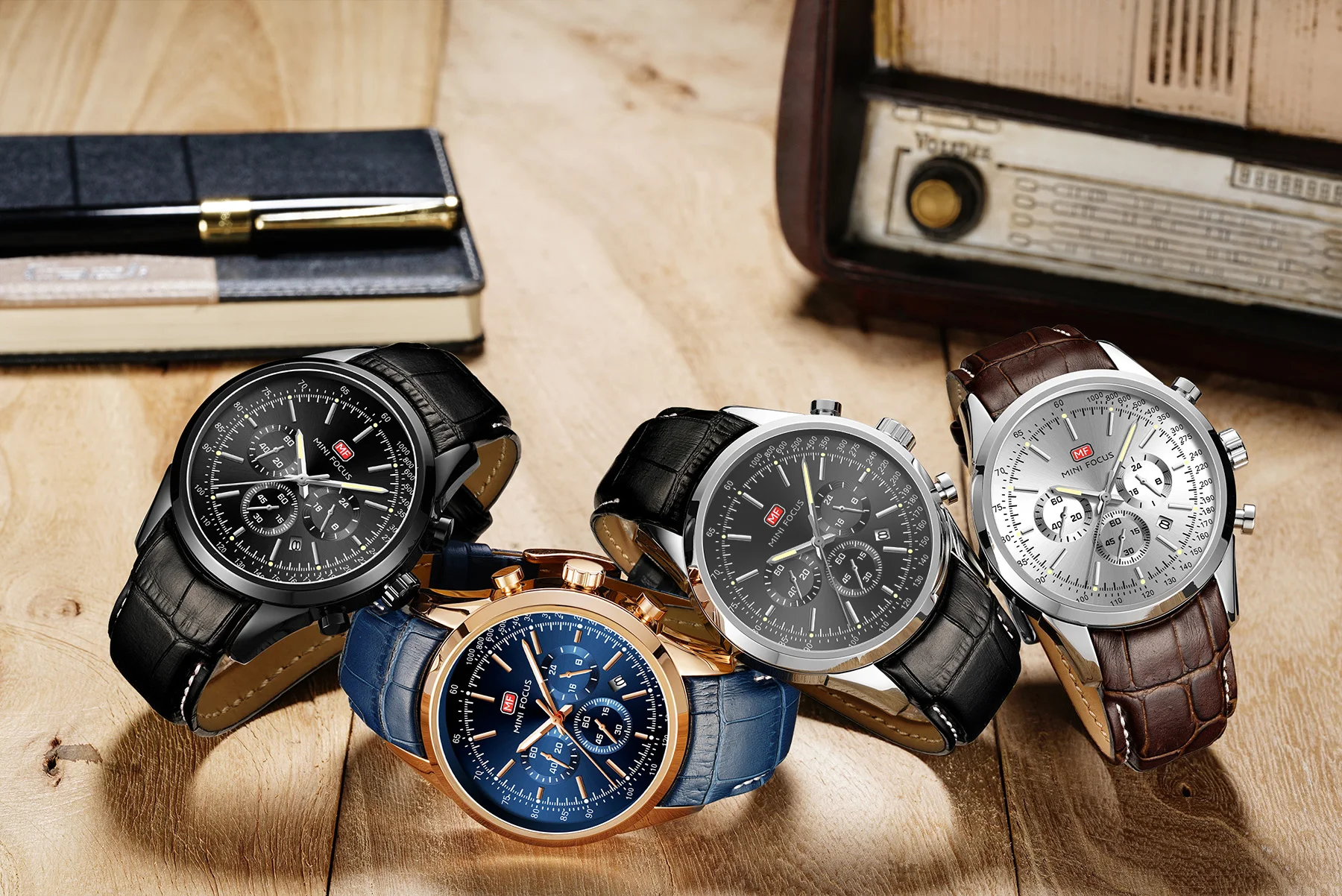 2025 MINI FOCUS MF0116G Timeless Quartz Watch Men Business Waterproof Luminous Hands Genuine Leather Strap Watches