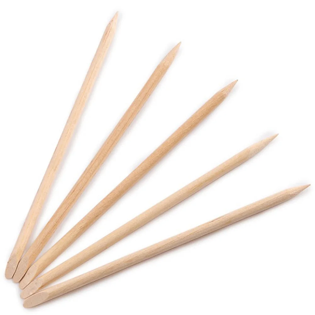 

200 Pcs Nail Art Wood Sticks Manicure Tools Pointed Rods Orange Wood Lightweight Portable Cuticle Pusher Dead Skin Grinder