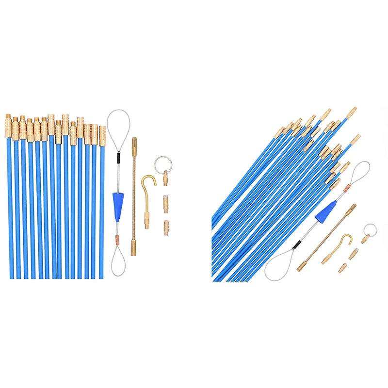 

Fiberglass Fish Tape Cable Rods,Electrical Wire Running Push/Pull Kit With Hook And Hole Kit In Transparent Tube