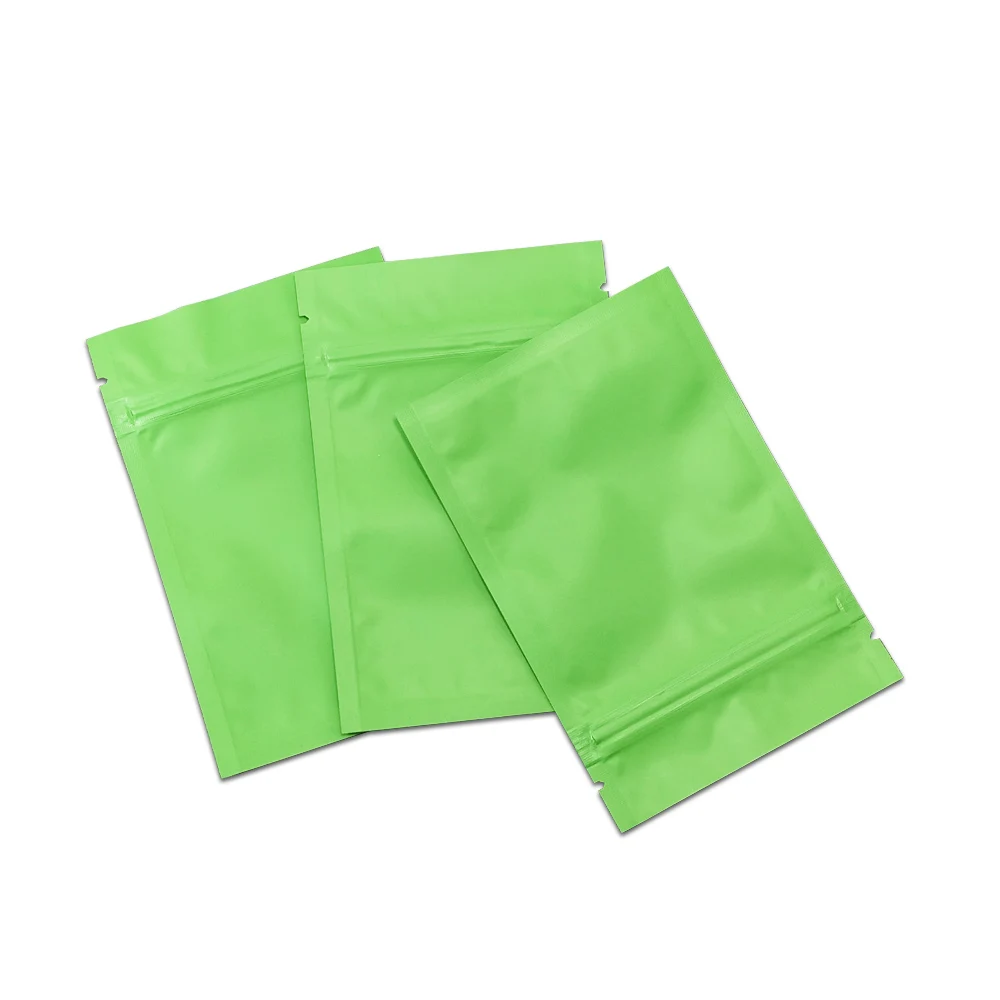 AWEPK 100 Uds. Bolsas de comida con cierre hermético resellable verde mate esmerilado con bolsa de embalaje Ziplock para regalo de dulces en polvo