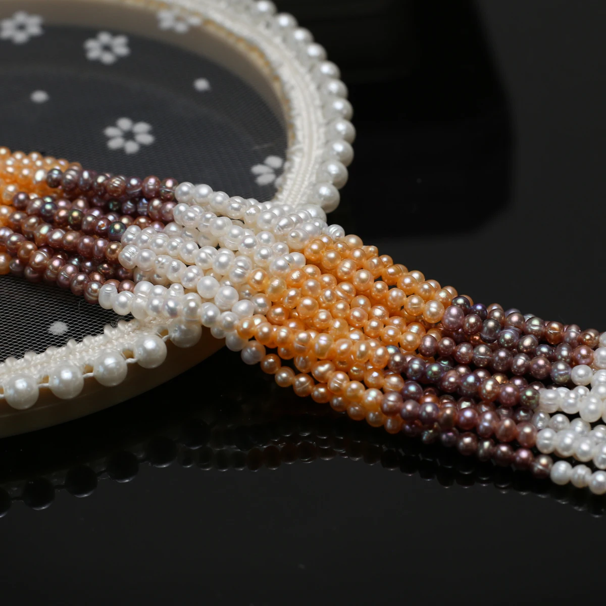 

Punch Natural Freshwater Pearl Beads Round Mixcolor Pearl Loose Spacer Beaded for Making DIY Jewelry Necklace Bracelet 3-4mm