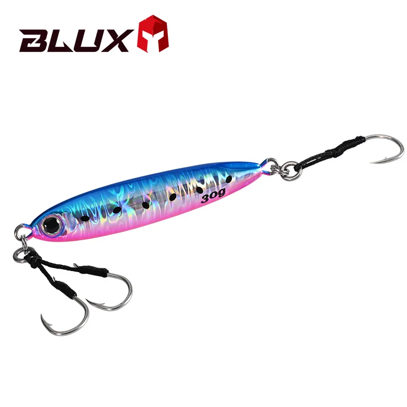 BLUX Slow Blatt Cast Slim Metal Jig 15g 20g 30g Fishing Lure Jigging Spoon Off Shore Rock Saltwater Bass Artificial Baits