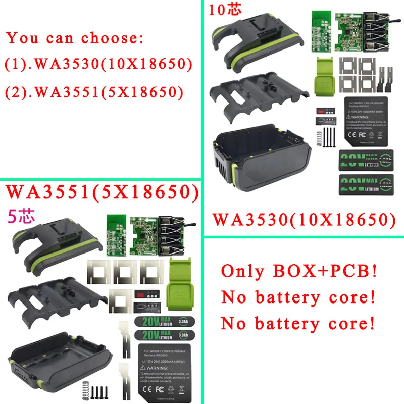 WA3551.1 Lithium Battery Case Boxs PCB Charging Protection Circuit Board Voltage Detection For Worx 20V BMS WA3572 WA3530 WA3553