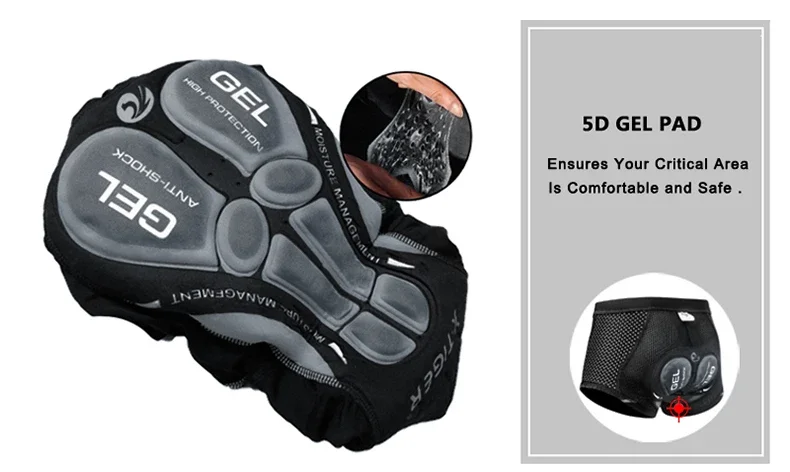 X-TIGER Herren-Radunterwäsche mit 5D-Gel-gepolstertem MTB-Boxer-Radhose, Rennrad-Unterwäsche, Fahrradausrüstung – Detail 12