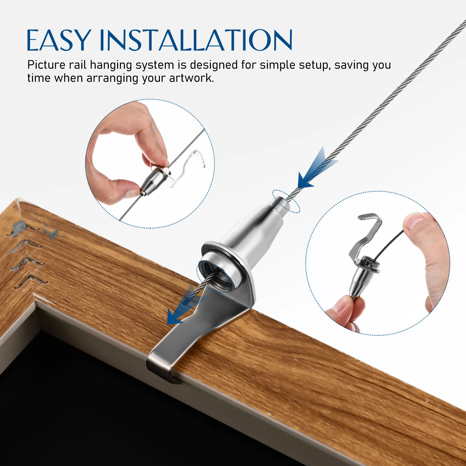8 قطعة معرض صورة معلقة عدة أسلاك الفولاذ المقاوم للصدأ السنانير عرض فني متعدد الوظائف الثقيلة جدار جبل الأجهزة