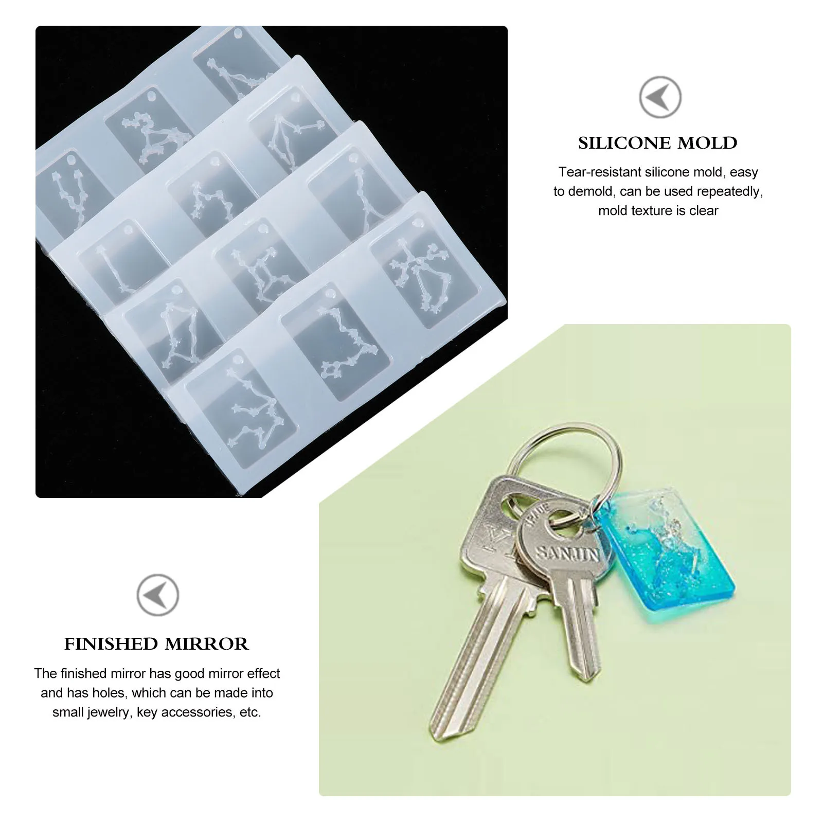 4 قطعة قوالب مجوهرات كوكبة سيليكون مرن لتقوم بها بنفسك مجموعة قوالب لراتنجات الايبوكسي الحرف اليدوية قلادة #6