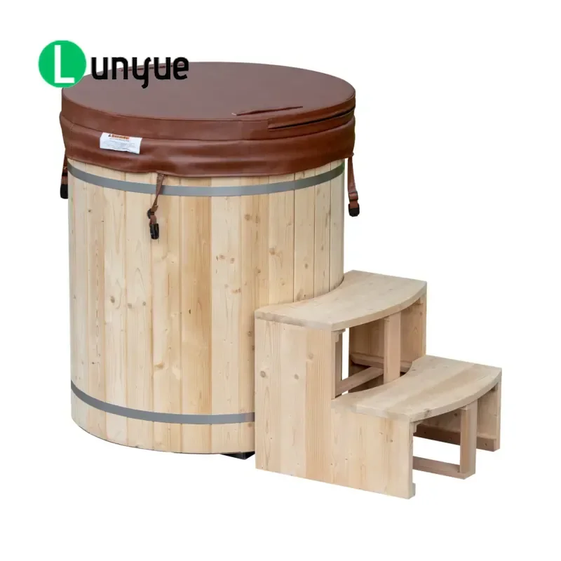 Custom Wooden Spa Tub Ice Bath Cold Plunge Tub with Cooler and Filter for Gym Home Use Durable Natural Wood Design