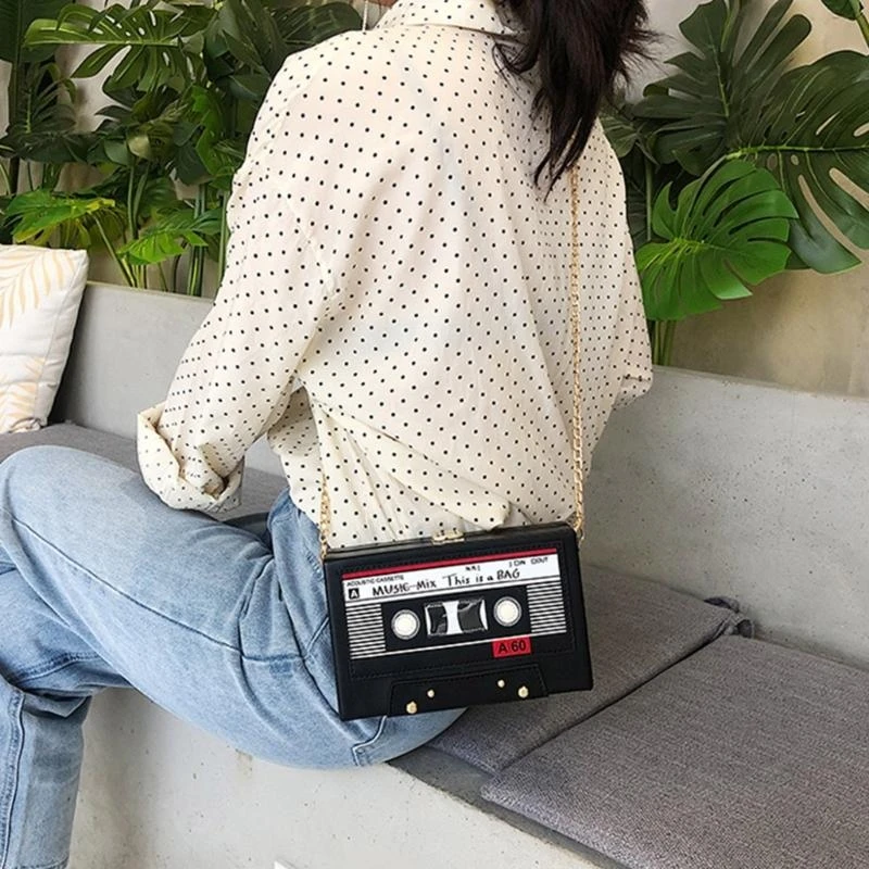 X7XC PU Leathers Bag Fashion Recorder Shaped Crossbody Bag for Daily Use