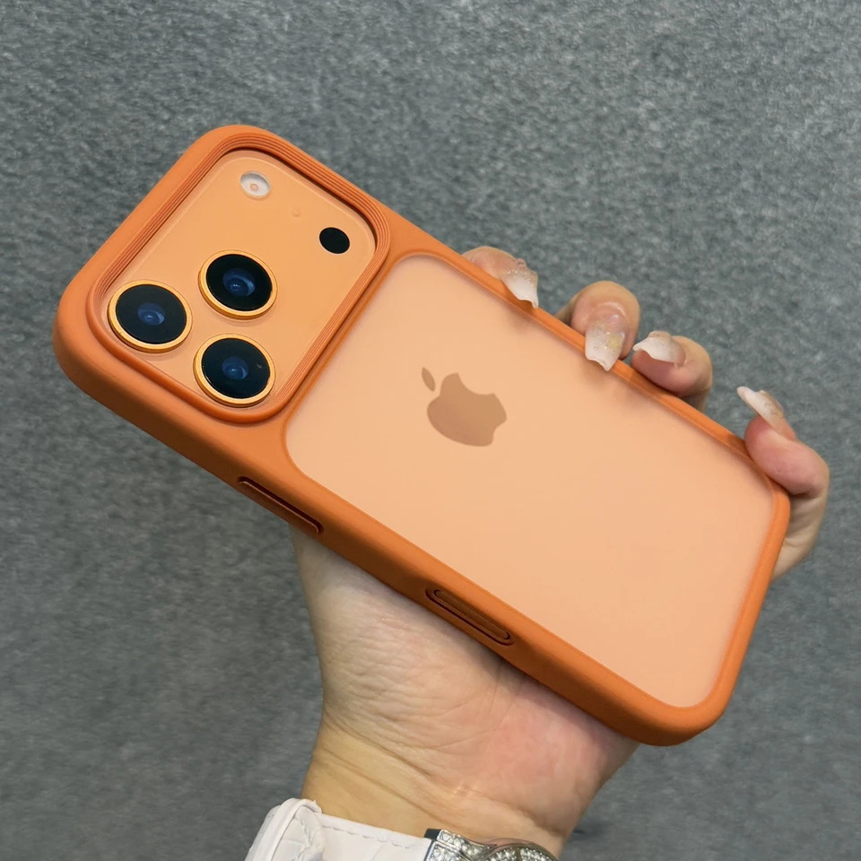 Luxury Orange Shield Matte Transparent Phone Case For iPhone 17