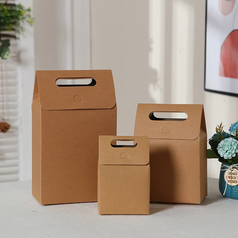 6/12 Kraftpapierboxen, Geschenkboxen mit Fenster, Faltbare Kartonboxen mit Griffen, Party-Geschenkboxen, Festivallieferungen – Detail 11