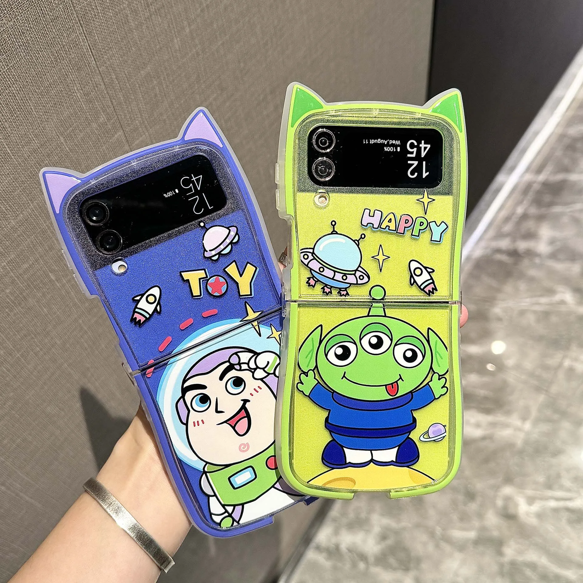 

Cute Disney Toy Story Alien Cute Phone Case Samsung Galaxy For Z Flip 3 4,Z Flip 5,Z Flip 6 Buzz Hard Anti-drop Back Cover Funda