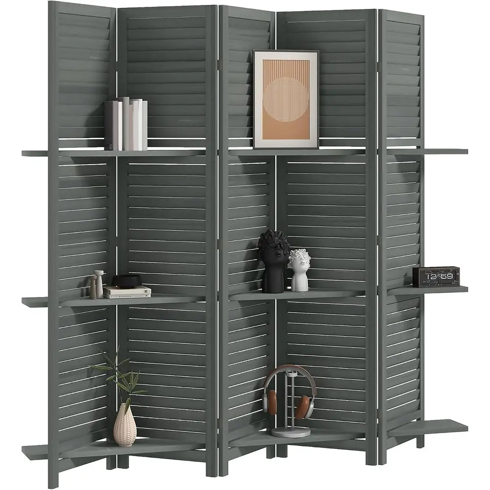 Room Divider with Shelves, 5 Panel, 67
