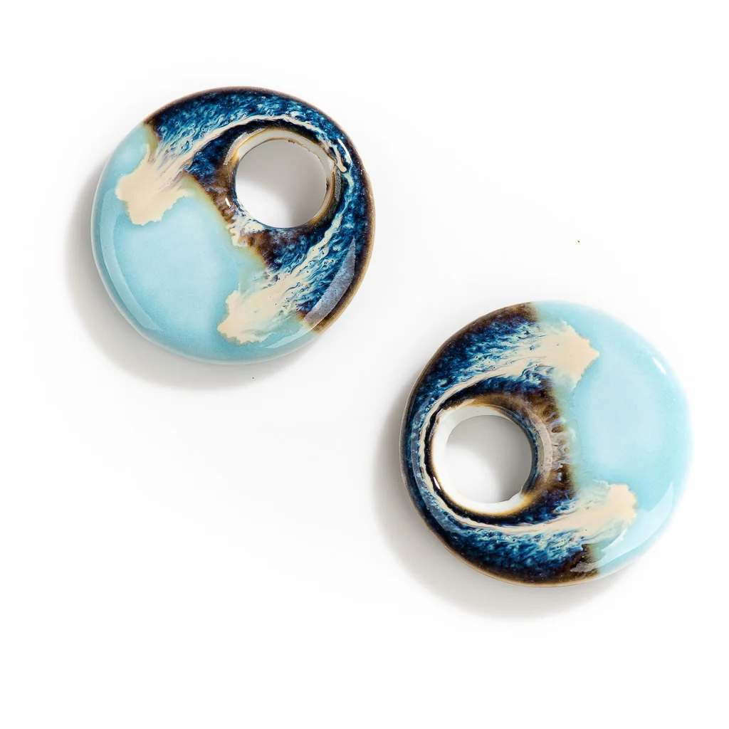 35#2pcs Pottery Multicolor Ceramic Abstract Pendant Beads Bohemia Jewelry DIY Necklace Making Vintage Accessories #XN151