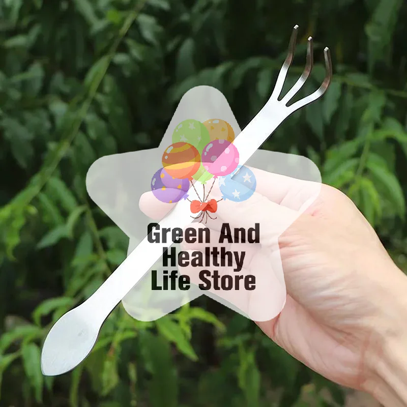 1Pc New Stainless Steel Root Rake Bonsai Potted Plants 3-Prong Loosen Soil Tool Handheld Rustproof Rake Home Gardening Tool
