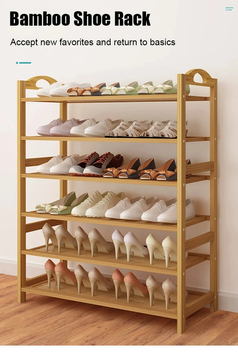 Bamboo Shoe Rack For Storing Simple Entrance Shoe Cabinet Indoor Stand for Shoes Living Room Natural Wood Home Shelves