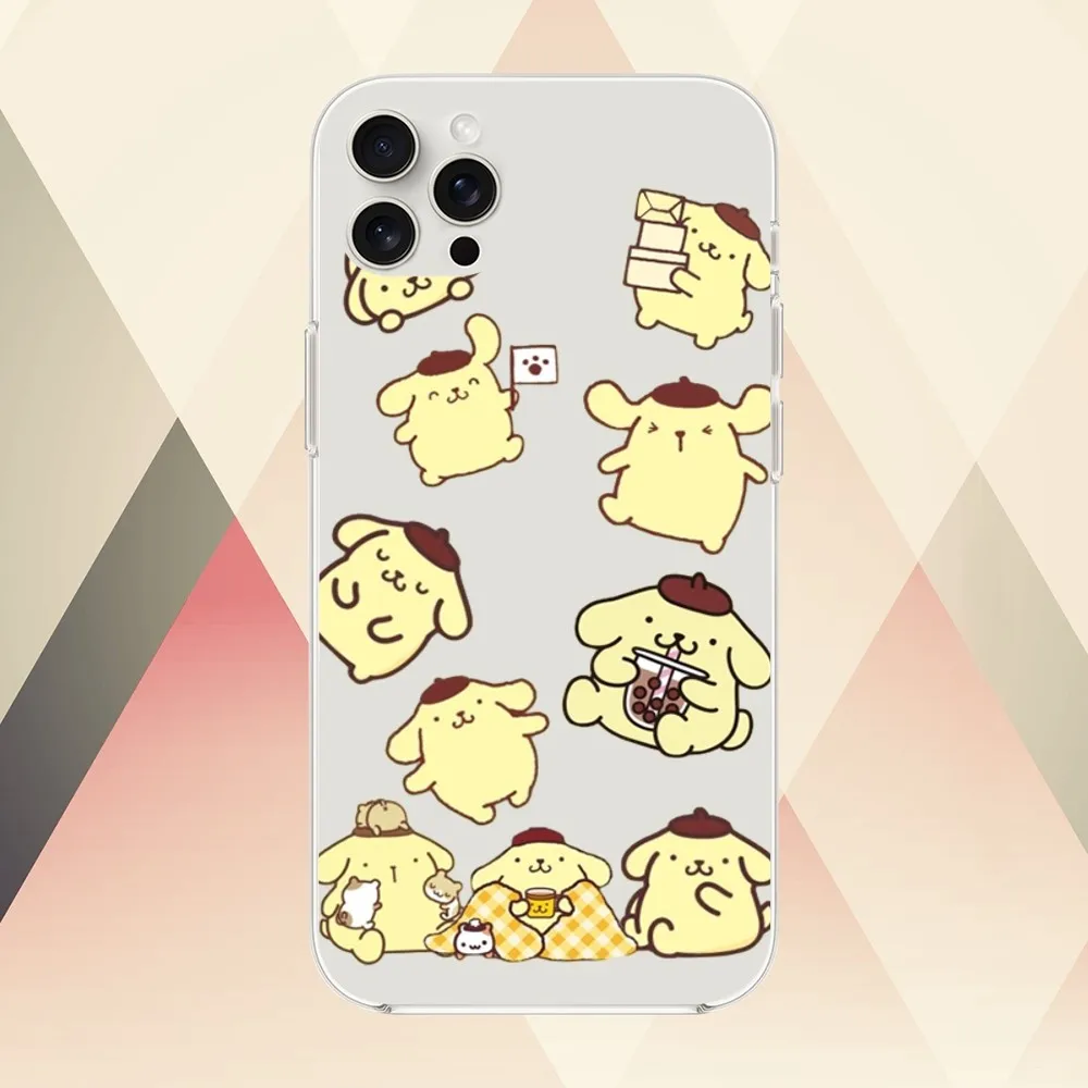 MINISO การ์ตูน PomPomPuRin สําหรับ iPhone Mini 11 12 13 14 Pro 15 Pro XS Max X Plus SE xr โปร่งใส