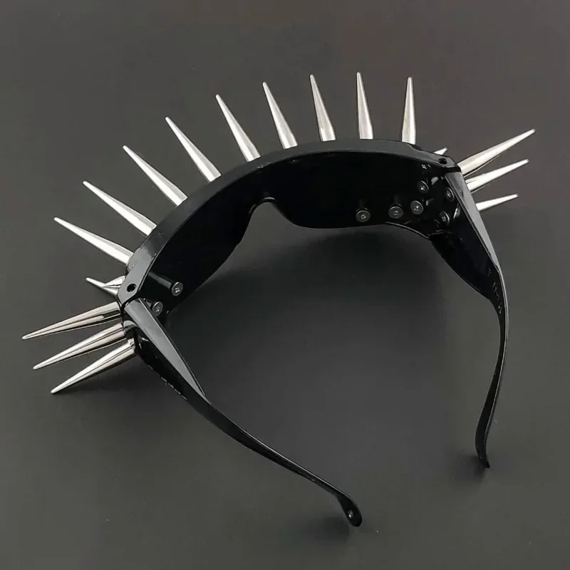 Lunettes de soleil Punk Rock Spike unisexe, rivet en métal noir, hommes et femmes