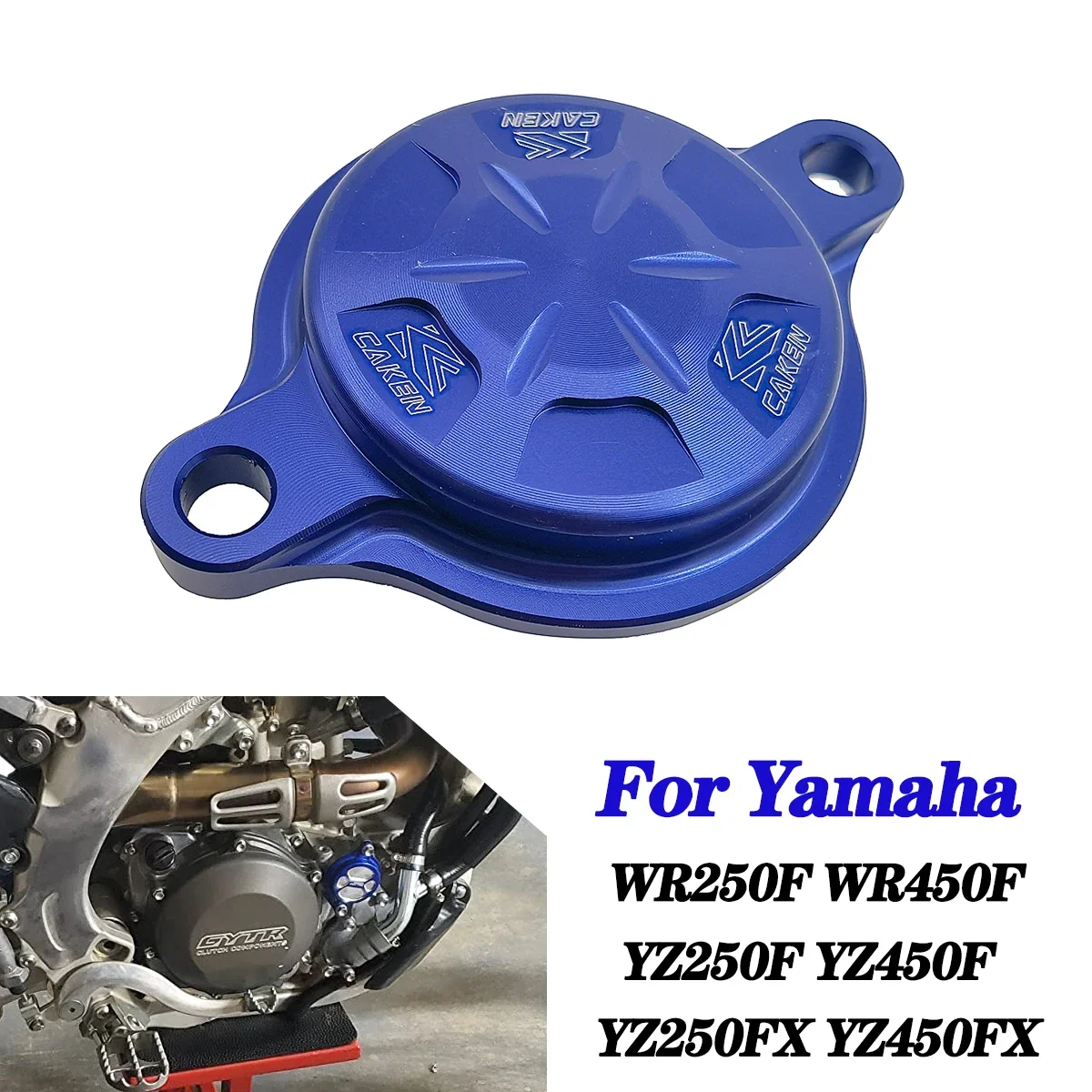 

CAKEN CNC Aluminum Billet Oil Filteer Covers For Yamaha YZ250F YZ450F WR250F WR450F YZ250FX YZ450FX YZ WR 250F 450F FX 2014-2021