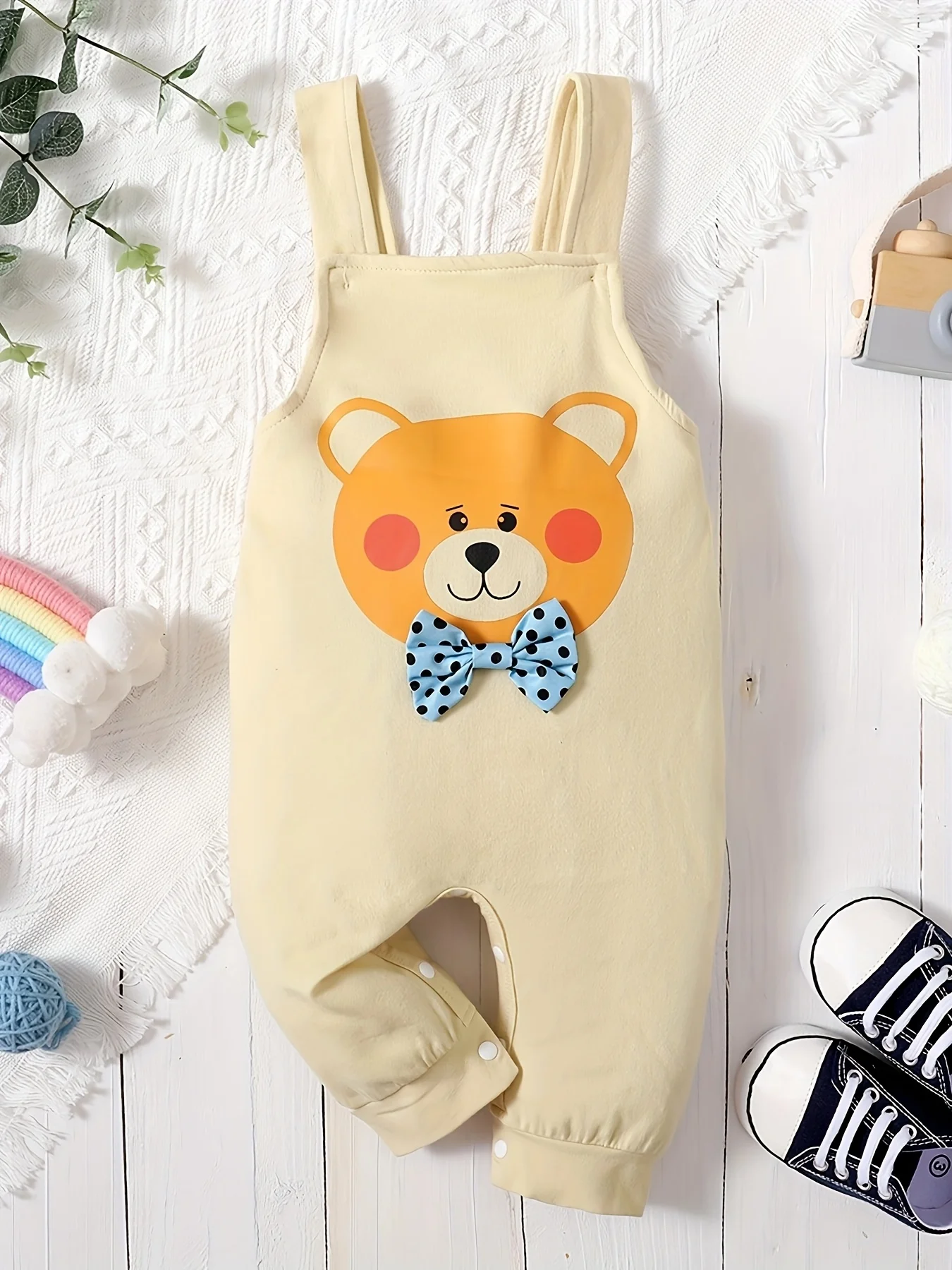 Fashion Summer Baby Boy&Girl Bear Print Overalls Jumpsuit Outfit for 0-2Y Newborn Infant Cross Back Suspender Pant Casual Outfit