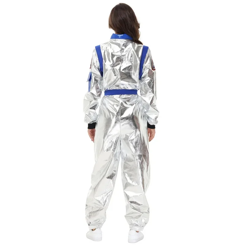 Adult Men Women Space Astronaut Cosplay Clothing Spacesuit Jumpsuit Halloween Cosplay Party Costumes Couples Pilot Uniform Suits