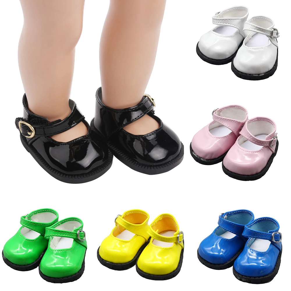 Doll Shoes Accessories Leather Round Head Shoes Fit for 18 Inch American Dolls Pink White Black Shoes for 43CM Dolls Kid's Toy