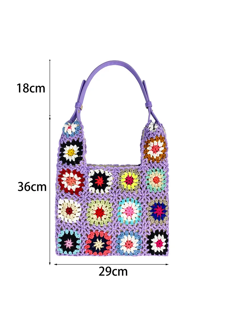 Bohemian Paisley Crochet Women Shoulder Bags Knitting Large Tote Bag Casual Lady Handbags Shopper Purses Summer Beach Bag