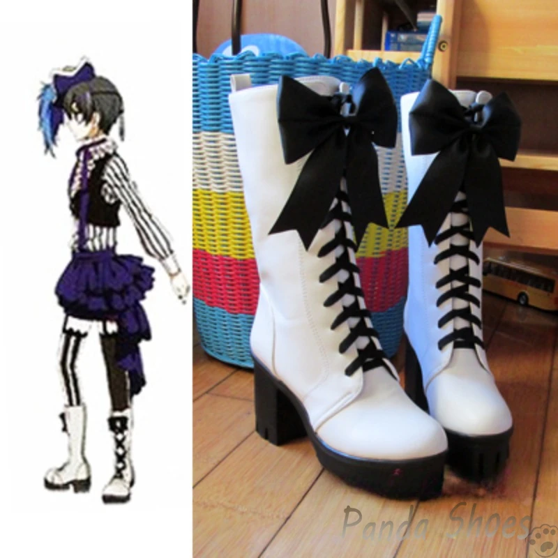 

Ciel Black Butler Cosplay Shoes Comic Anime White Long Boots Ciel Phantomhive Cosplay Costume Prop Shoes for Halloween Party