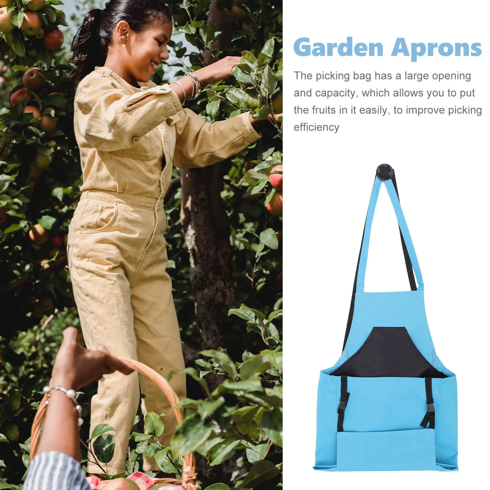 

Premium Cotton Canvas Fruit Picking Apron with Large Capacity Harvest Bag Adjustable Waist Belt for Garden Farm Orchard