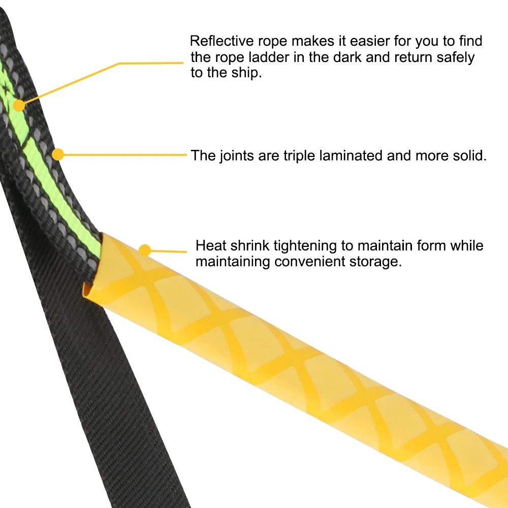 Boat Folding Ladder Boat Accessories Portable Boarding Soft Ladder Yacht Boat Side Hanging Ladder 3/4/5 Step Boat Rope Ladder