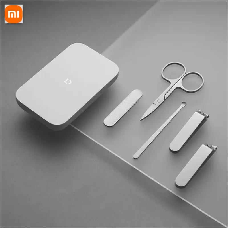 Xiaomi Mijia – ensemble de coupe-ongles en acier inoxydable, 5 en 1, pour pédicure, soins, oreillettes, lime à ongles, outils de beauté