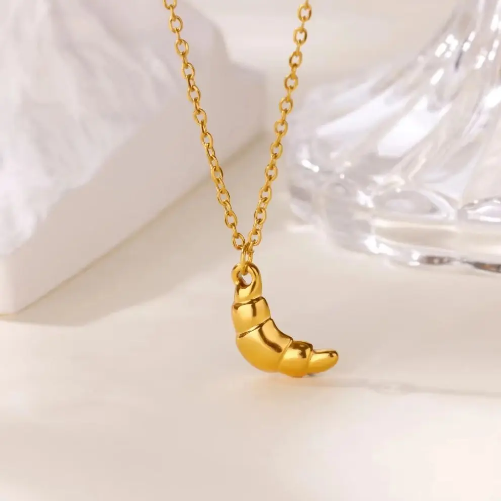 Neue Muschel-Anhänger-Halskette für Damen und Herren, goldfarben, Edelstahl, Brotmuschel-Halskette, modischer Ozean-Schmuck, Accessoires