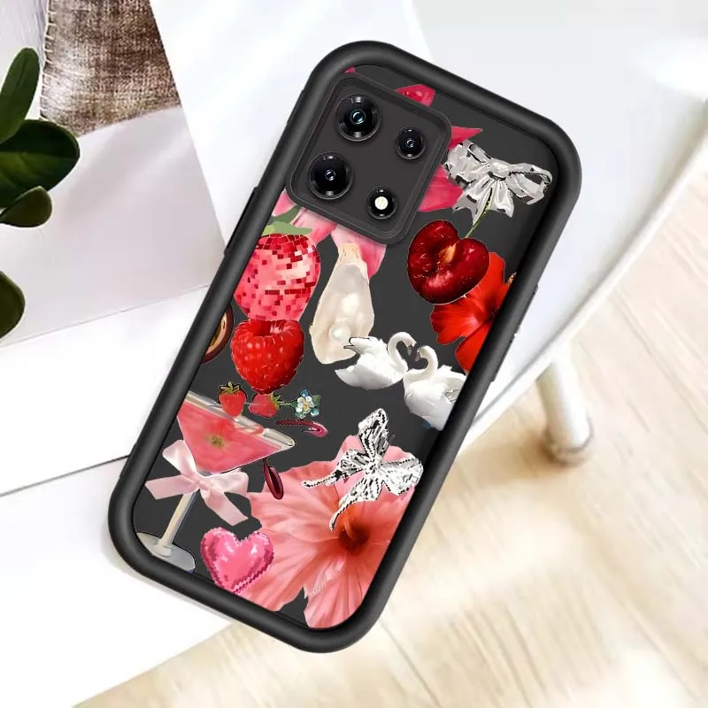 Pink Hibiscus Flower For Infinix itel S24 S18 RS4 P65 P55 P40 P38 A90 A80 A04 A48 City 100 GT 30 ultra Phone Case Cover
