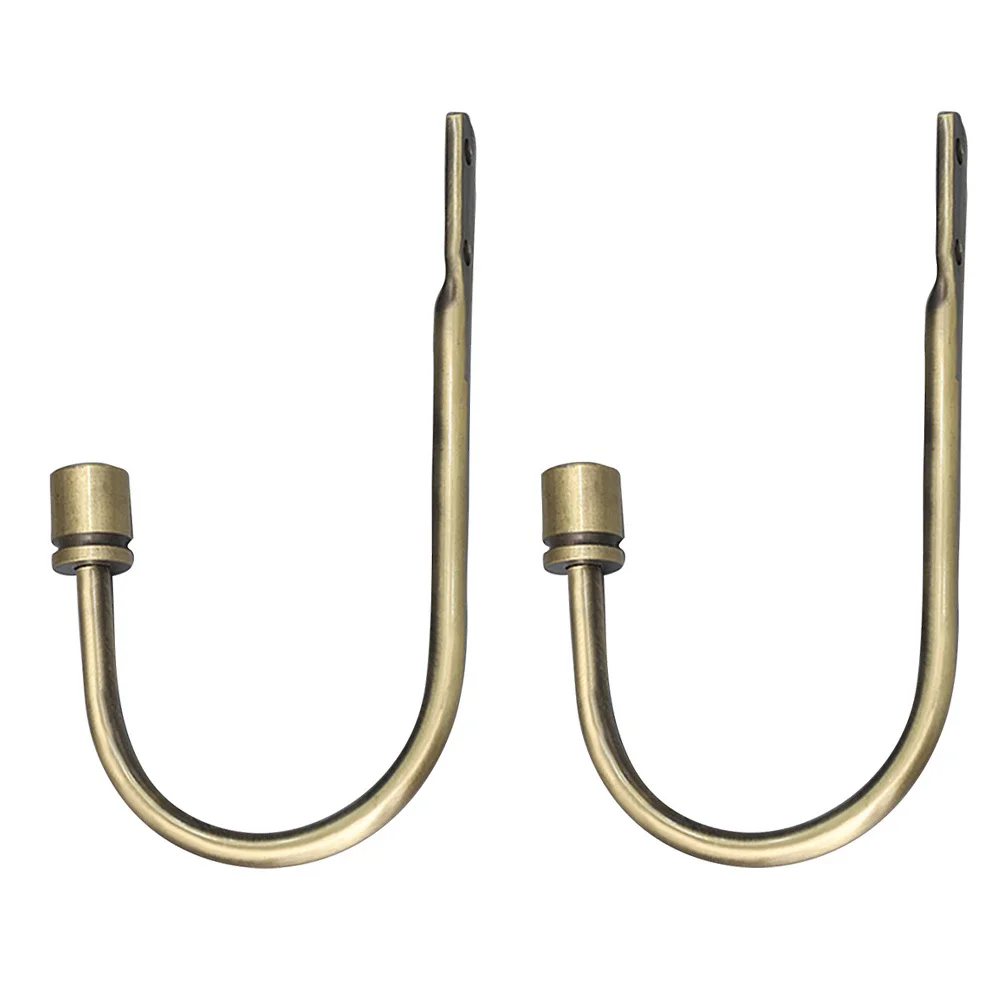 

1Pair Curtain Hooks Decorative U Shape Vintage Style Easy Installation Home Curtain Holders for Living Room Bedroom Wall Hooks