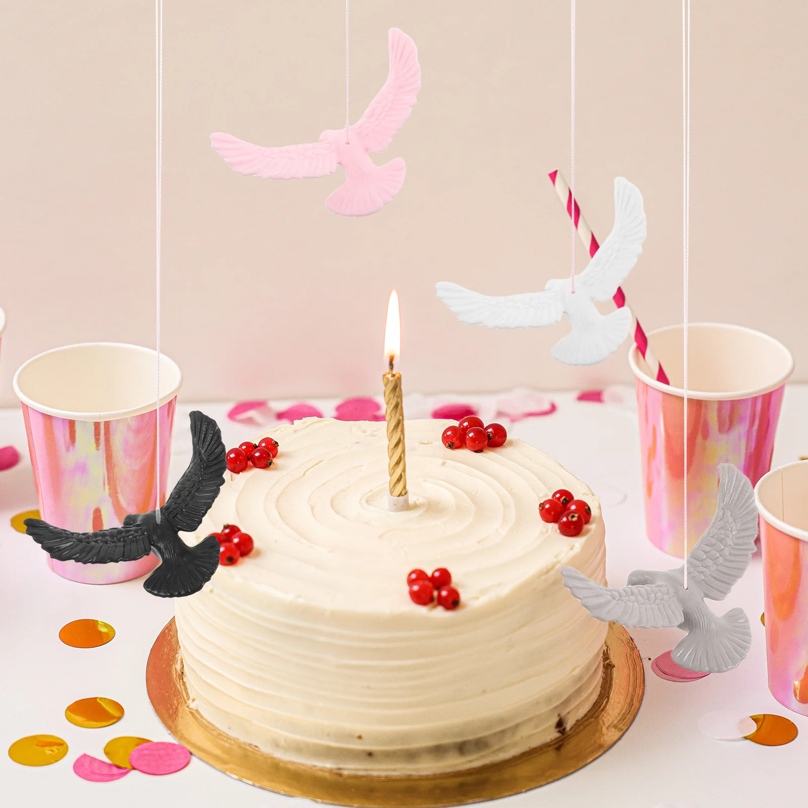 

12Pcs Peace Dove Decorations Realistic Flying Birds Party Hanging Ornaments Wedding Cake Toppers Craft Embellishments