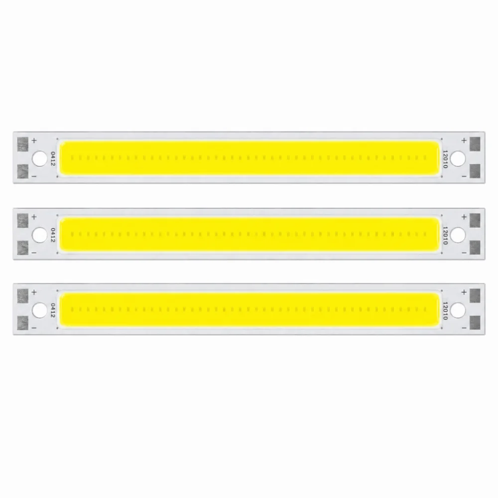 3PCS Durable Aluminum LED Light Chip Panel 12‑14V 10W COB LED Panel Light 1000lm 120x10mm LED Chip Bulb Home Reading