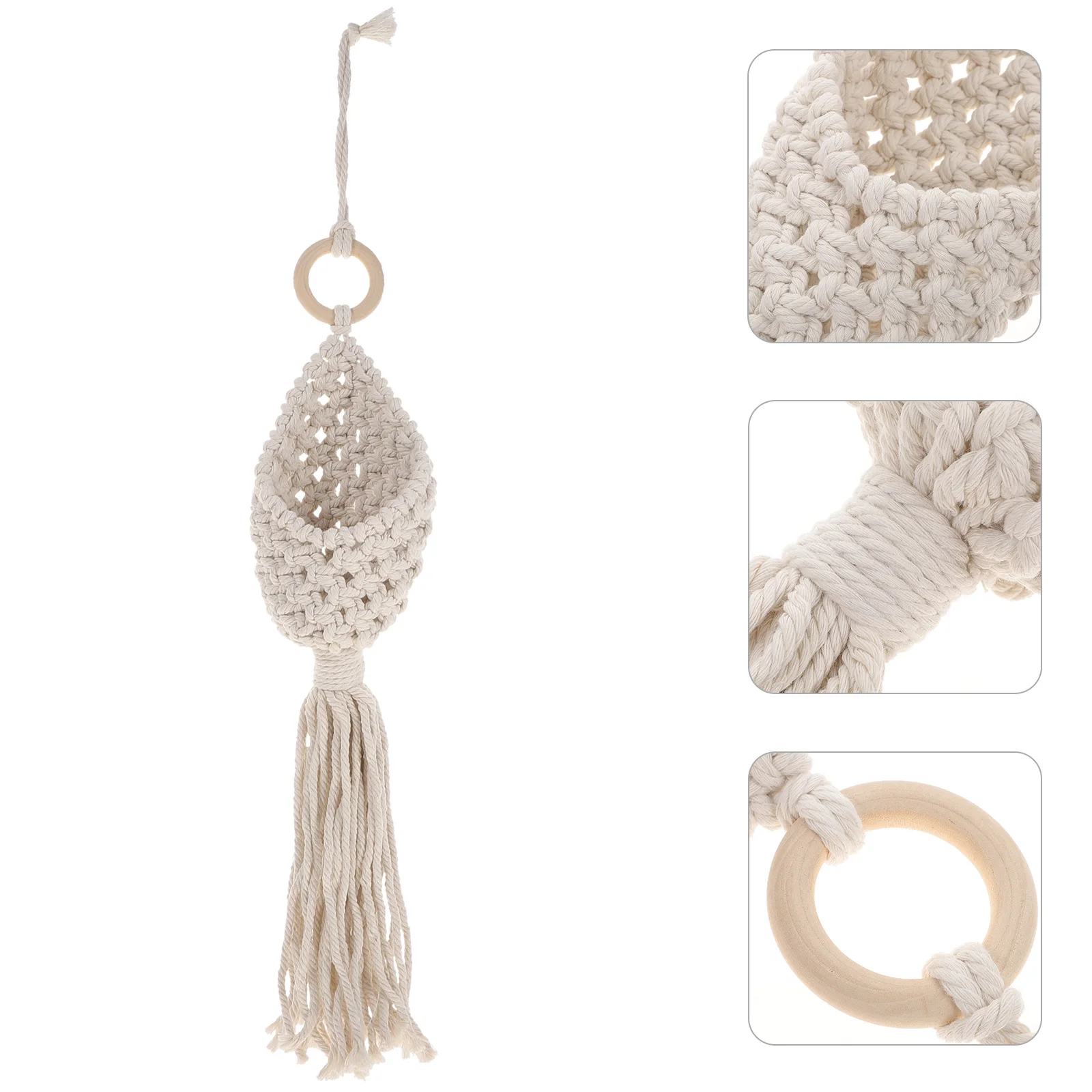 

Woven Hanging Basket Storage Decorative Kitchen Macrame Net Bag Fruit Vegetable Multi Function H Made Bohemia Style Storage
