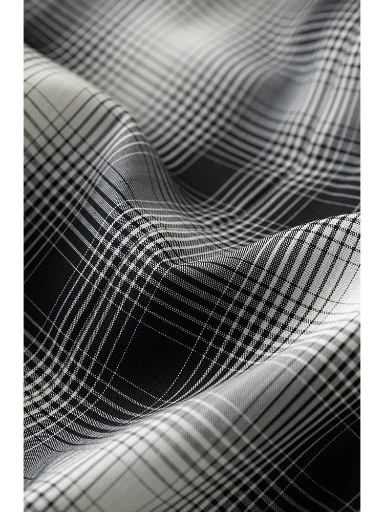 ZIQIAO-Vestido xadrez curto sem mangas para mulheres, um ombro, plissado, 20% acetato, vestidos longos, 2 camadas, 24ZQ92280, 24ZQ92238