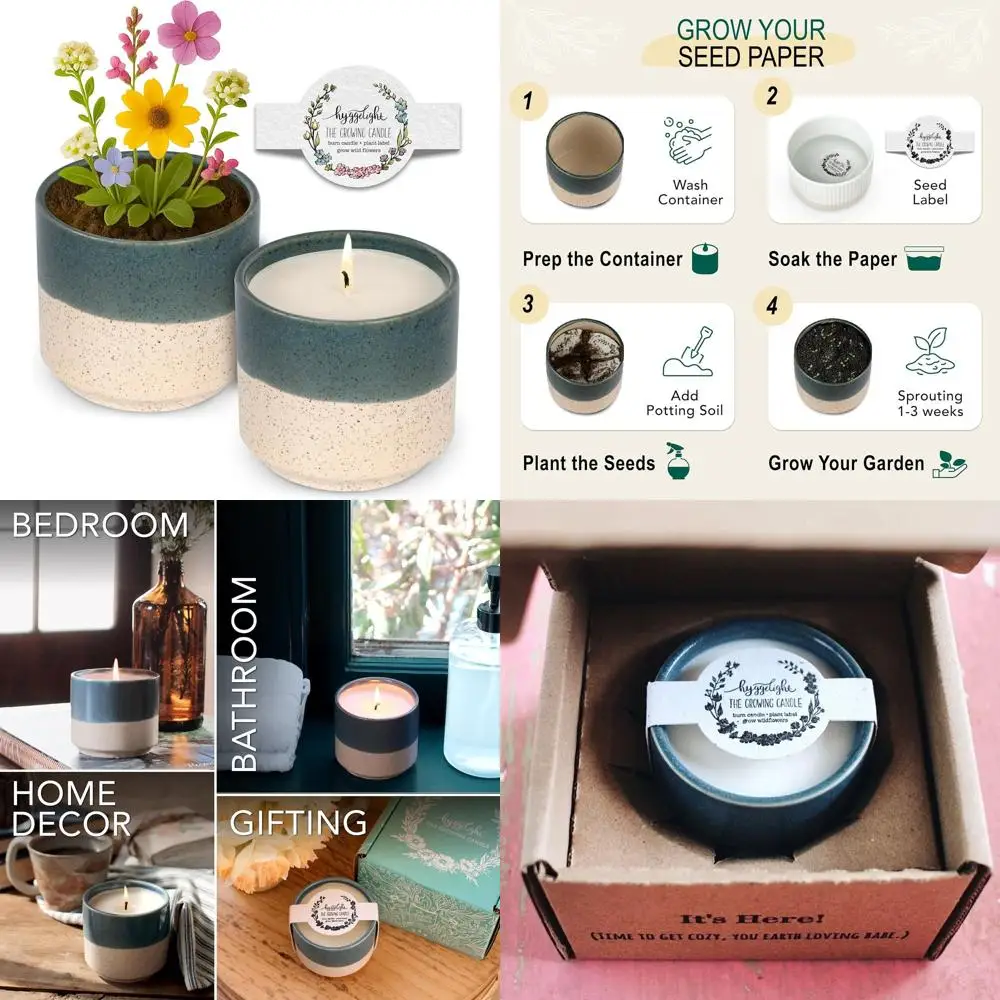 

- The Growing Candle, Mint & Eucalyptus Scented, 8.5oz Ceramic Pot, Aromatherapy Candles, 100% Soy, Willow