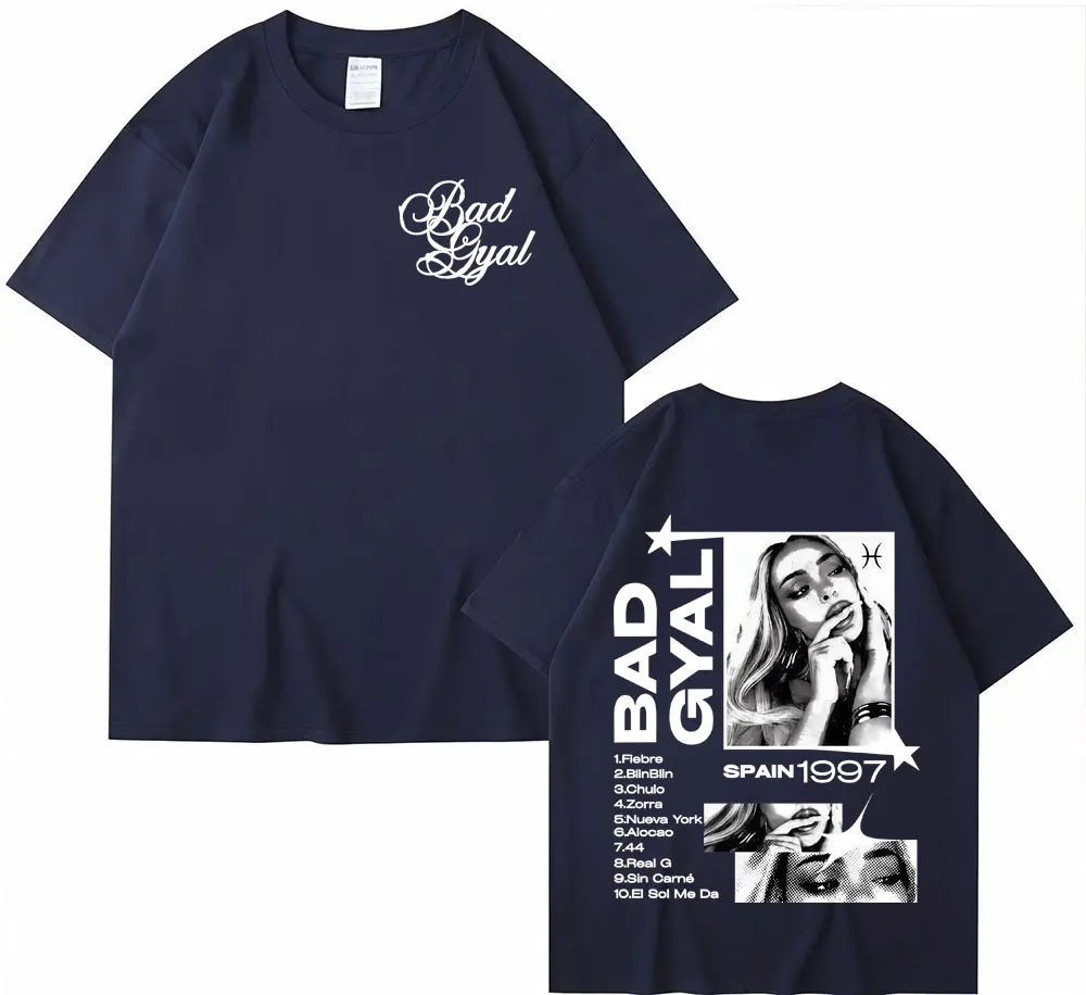 Cantor bad gyal álbum tour 2025 camisetas gráficas das mulheres dos homens do vintage hip hop clássico pop música camiseta de alta qualidade solta t camisa