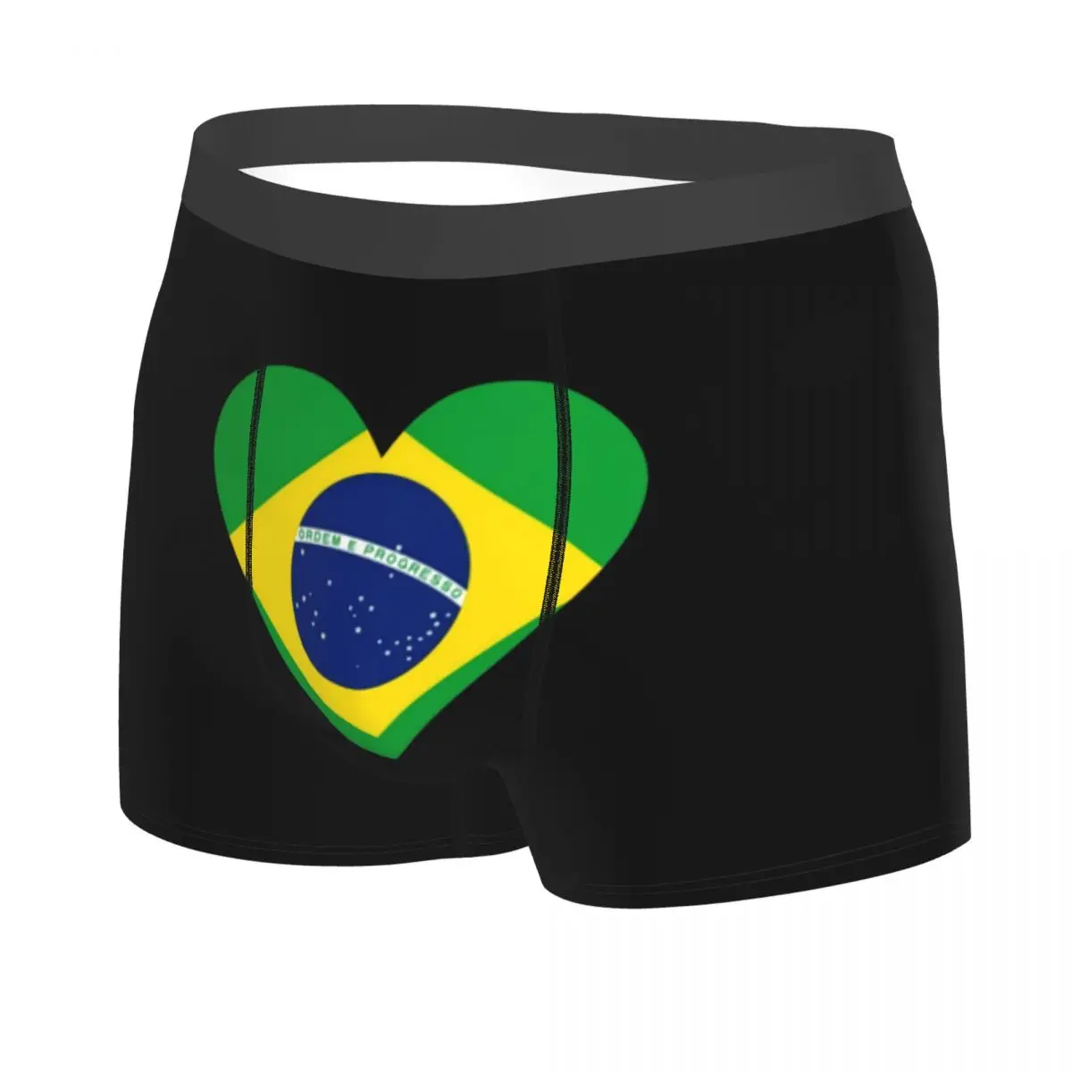 National Flag Of Brazil Underwear Men Sexy Printed Customized Brazilian Heart Boxer Shorts Panties Briefs Soft Underpants