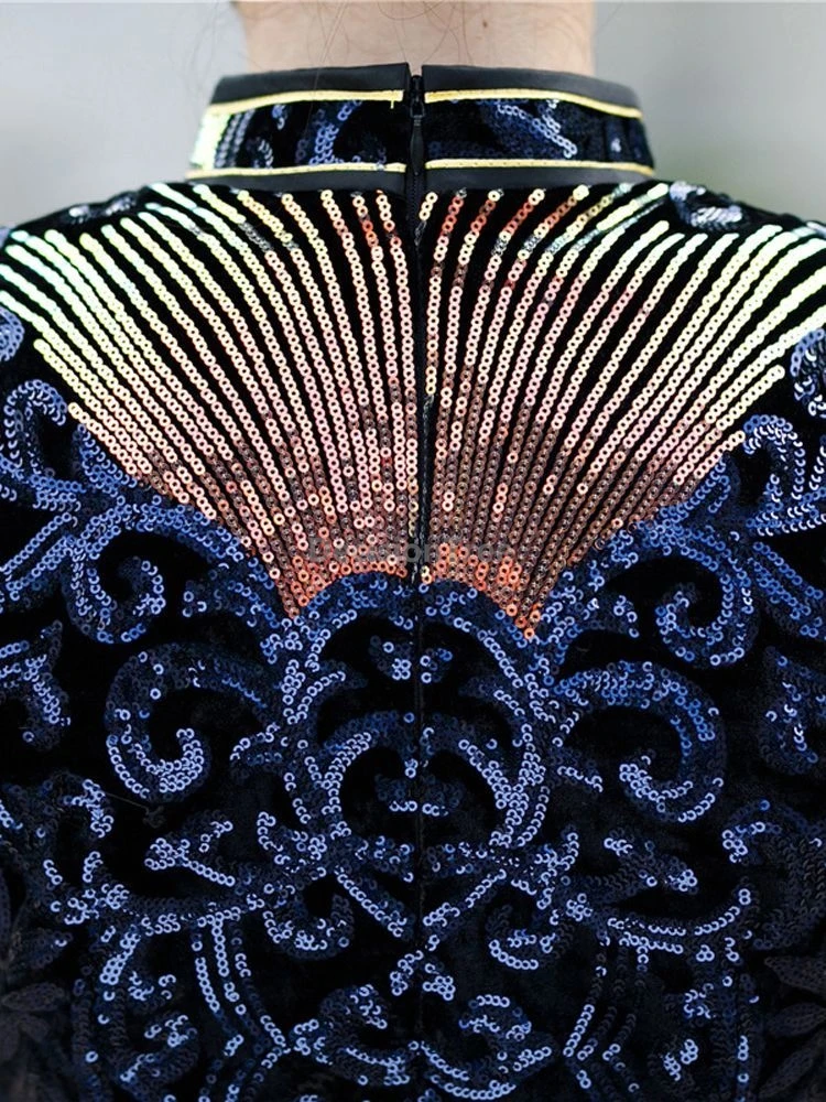 عرض راقي لعام 2025 من تشيباو على الطراز الصيني لأداء مزاجه الشباب شيونغسام فستان سهرة رائع مصنوع يدويًا #5