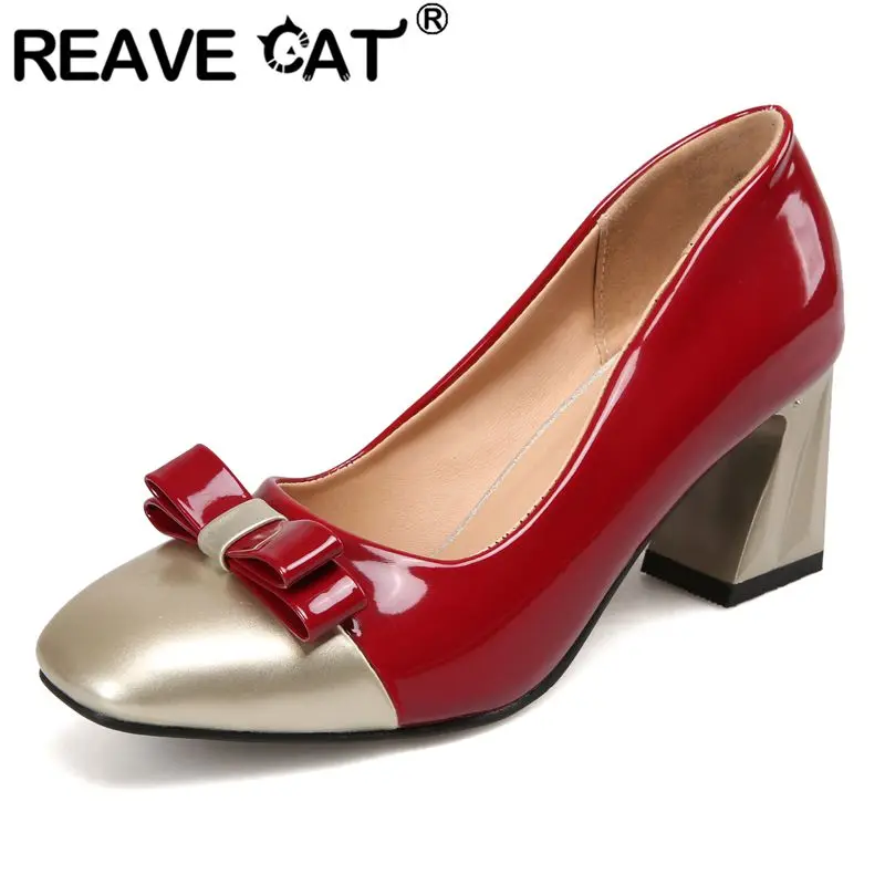 

REAVE CAT 2026 Sweet Mary Janes Women Pumps Round Toe 3cm Thick Heels Buckle Strap Bowknot Dating Shoes Large Size 41 42 43 44