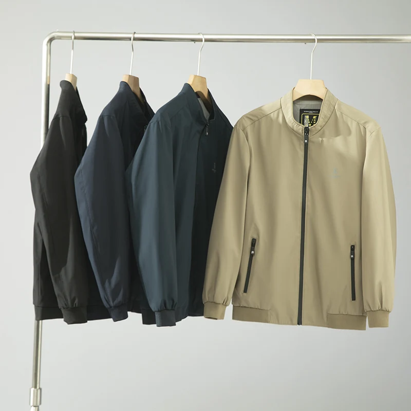 우아한 슬림핏 남성 재킷 봄 비즈니스 캐주얼 통기성 작은 스탠드 칼라 출퇴근 다용도 패션 도시 스타일