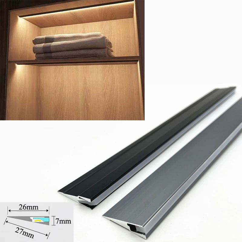 45 Degree Oblique Beam LED Light Bar Aluminum Profile Cabinet Layer Garage Kits Shelf Panel 3M Surface Mounted Invisible Lights