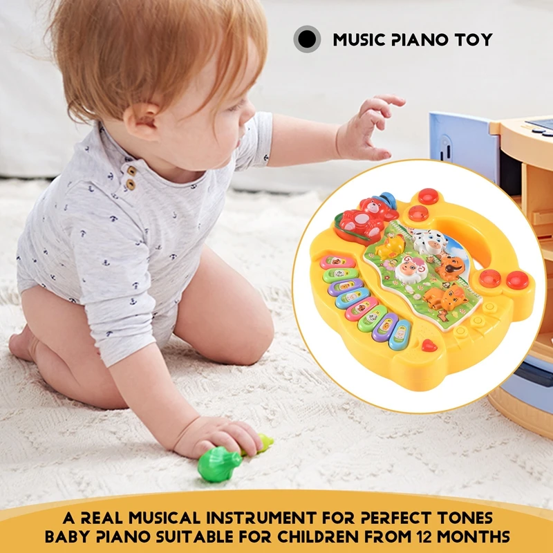 Early Education 1 Year Olds Baby Toy Animal Farm Piano Music Developmental Toys Baby Musical Instrument For Children & Kids Boys