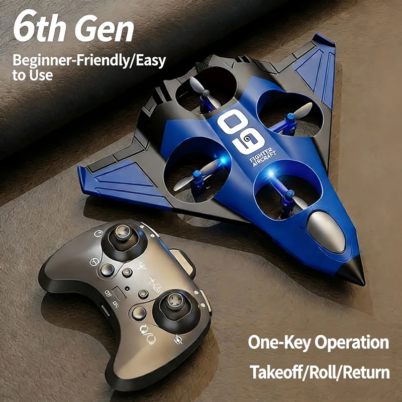New Glider Flying 2.4G 4Motor Stability Foam Glider Stunt Remote Night Flight Aircraft with Fixed Height Helicopter for Toy Gift