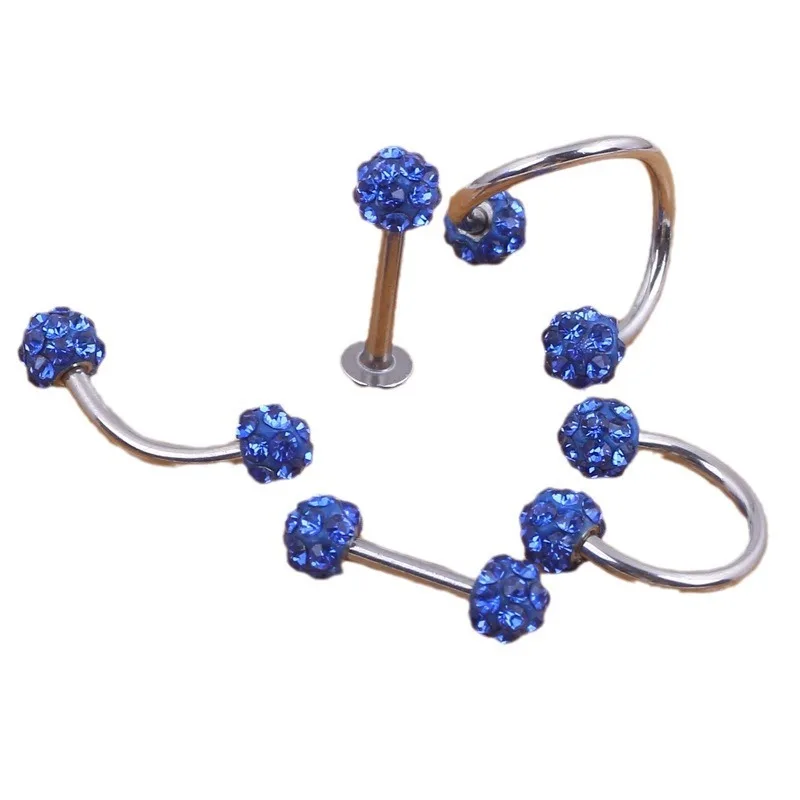 5Pcs Sparkling Soft Ceramic Horseshoe Ball Hoop Stud Earrings For Women, Dainty C-Shaped Nose Rings Lip Eyebrow Piercing Jewels